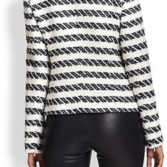 $2095 ESCADA Tweed Striped Jacket – White/Navy - Picture 5 of 10